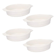 Set of 4 Ceramic 440 ml White Oval Individual Baking Serving Pie Dishes