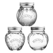 Set of 3 Kilner Fruit Glass Round 0.4 Litre Preserve Jars with Screw Top Lids