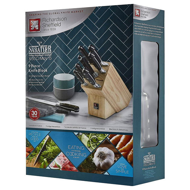 Richardson Sheffield V Sabatier 9 Piece Kitchen Knife Block Set