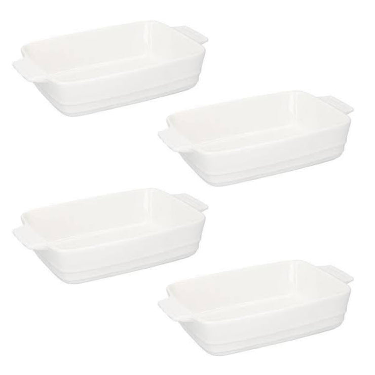 Set of 4 Ceramic 330 ml White Individual Baking Serving Pie Dishes