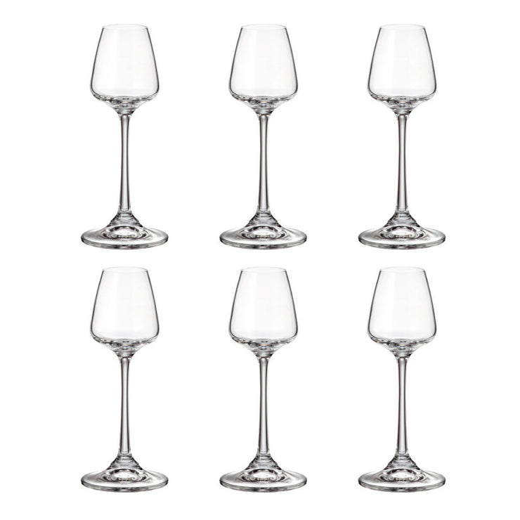 Crystal Bohemia Coruvs Collection Set of 6 60 ml Liqueur Glasses
