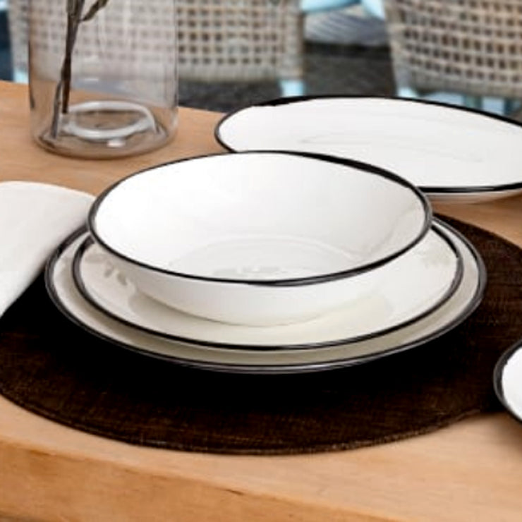 Ariane Airain White Porcelain Bronze Band Dining Plate 28 cm Set of 4