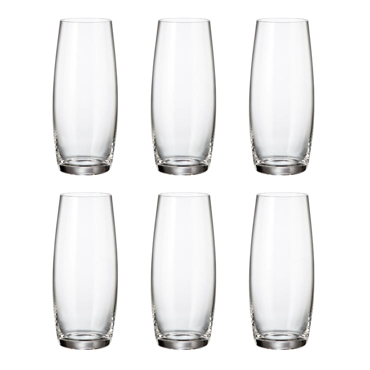 Crystal Bohemia Pavo Collection Set of 6 270 ml Stemless Flute Glasses