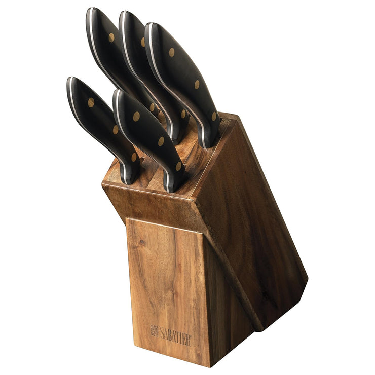 Sabatier 5 Piece Kitchen Knife Set with Acacia Wood Block
