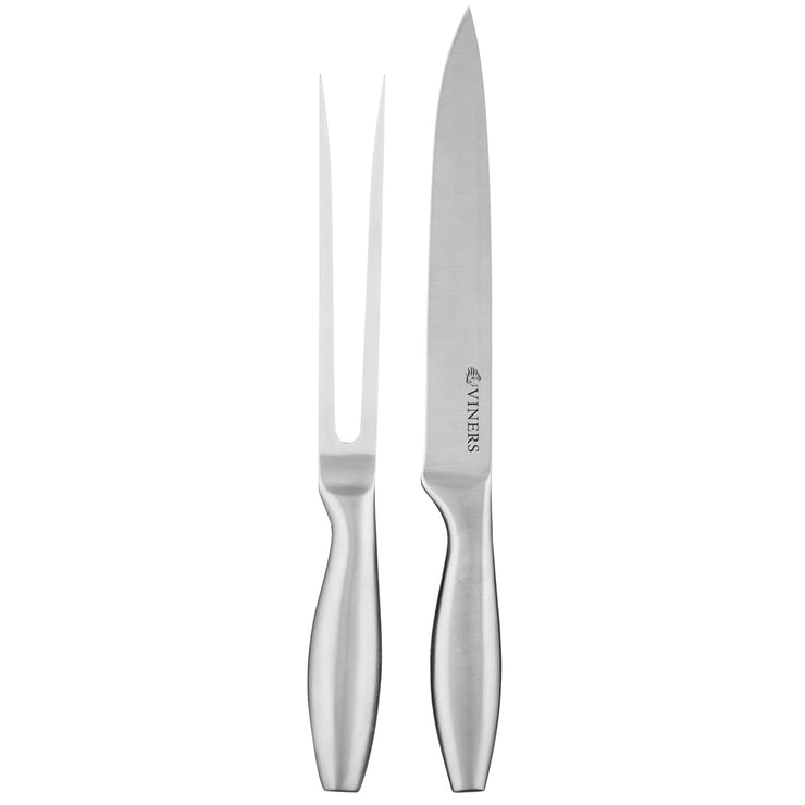 Viners Arc 2 Piece Brushed Stainless Steel Carving Knife & Fork Set
