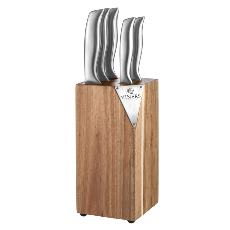 Viners Acacia Modern 5 Piece Kitchen Knife Block Set