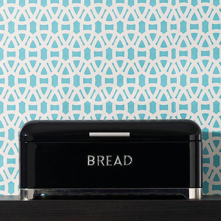 Kitchencraft Lovello Retro Kitchen Bread Bin Art Deco Style in Red Cream Black