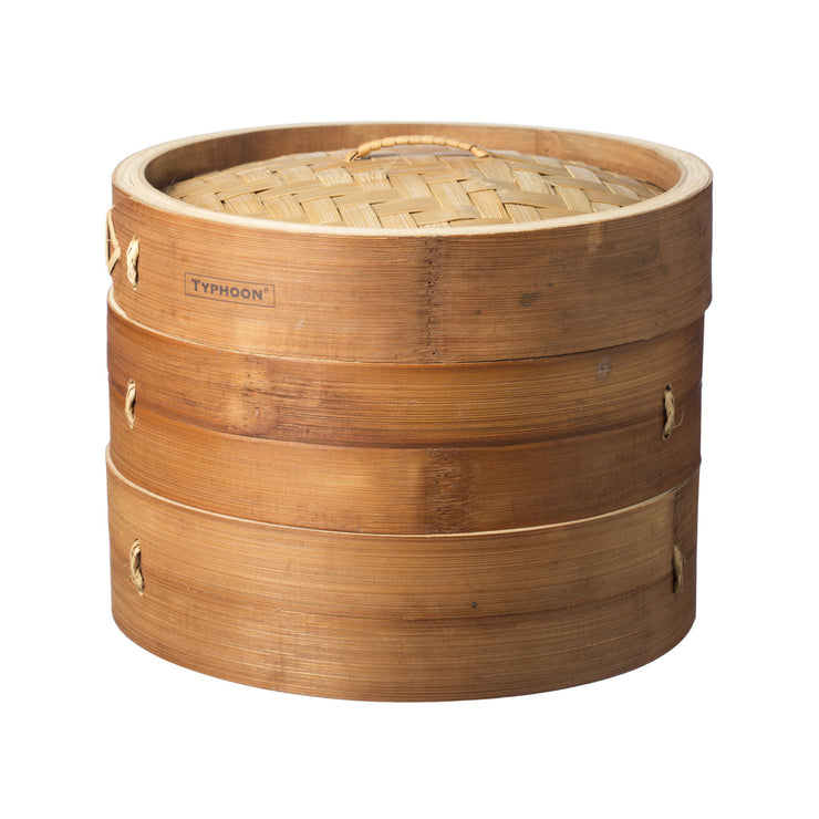 Typhoon Double Tier Bamboo Food Steamer 8 Inch