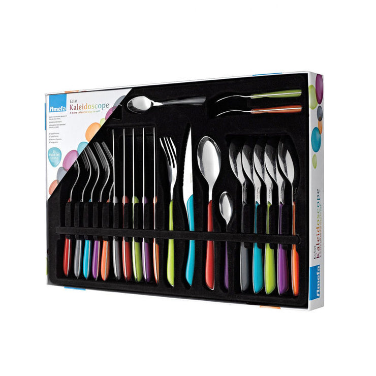 Amefa Eclat Kaleidoscope 24 Piece Stainless Steel Colourful Cutlery Set