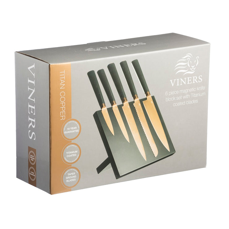 Viners Titan Copper 6 Piece Knife Block Set