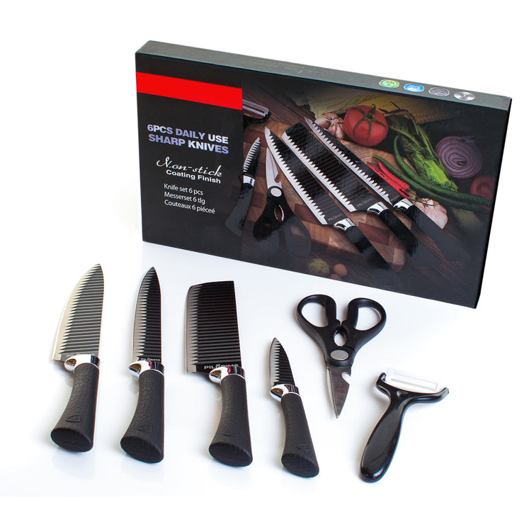 Pilgrims 4 Piece Non Stick Kitchen Knife Set with Scissors & Ceramic Peeler