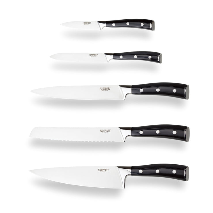 Professional Sabatier X45 Cr MoV15 5 Piece Kitchen Knife Block Set