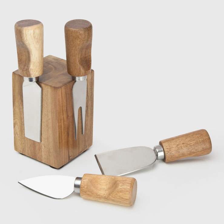Taylors Eye Witness 4 Piece Cheese Knife Set with Acacia Storage Block