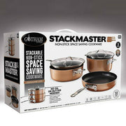 Gotham Steel Stackmaster 3 Piece Non Stick Stacking Kitchen Pan Set