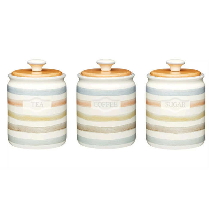 Kitchen Craft Classic Collection Striped Ceramic Tea Coffee Sugar Storage Set