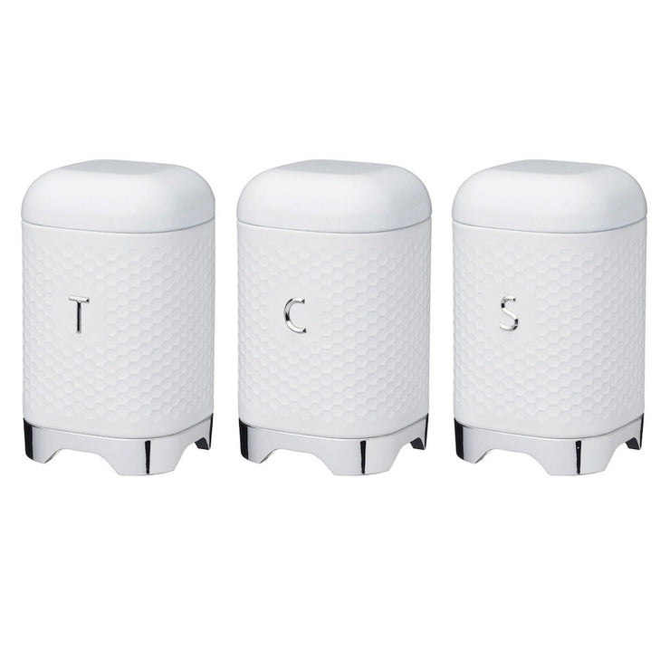 Kitchencraft Lovello Ice White Tea Coffee Sugar Jar Set Textured