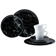 Villeroy & Boch Marmory Black Marble Effect Porcelain 8 Piece Tableware Serving Set