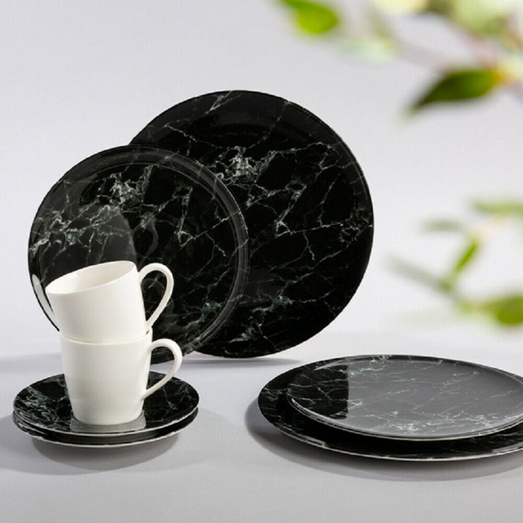 Villeroy & Boch Marmory Black Marble Effect Porcelain 8 Piece Tableware Serving Set