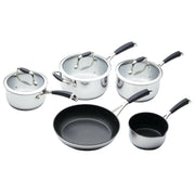 MasterClass 5 Piece Deluxe Stainless Steel Cookware Kitchen Pan Set