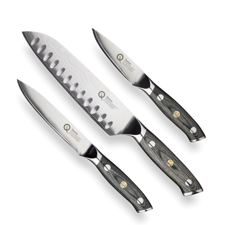 Quantum Q30 Series 3 Piece Damascus Steel Kitchen Knife Set