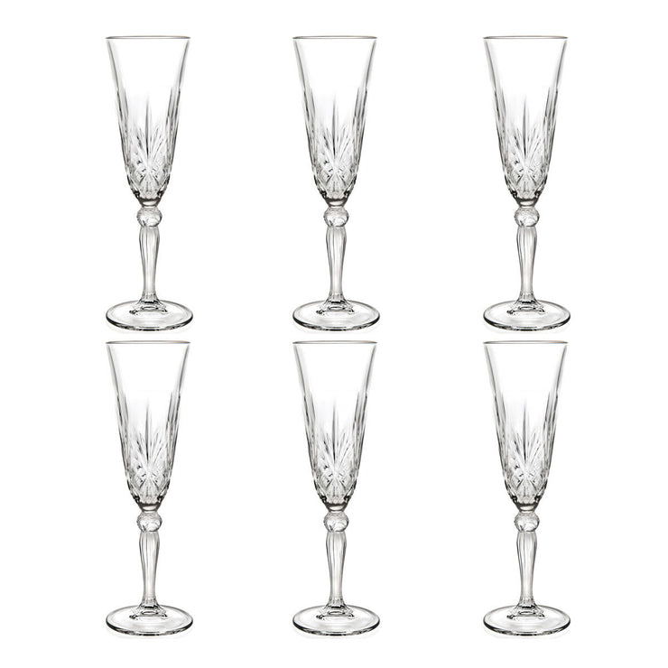 RCR Melodia Italian Crystal Set of 6 Champagne Flutes