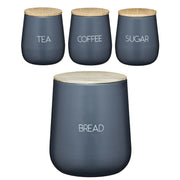 KitchenCraft Serenity Grey Steel Tea Coffee Sugar Bread Bin Canister Set