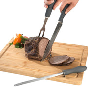 Salter 3 Piece Stainless Steel Meat Carving Set with Knife Fork and Sharpener
